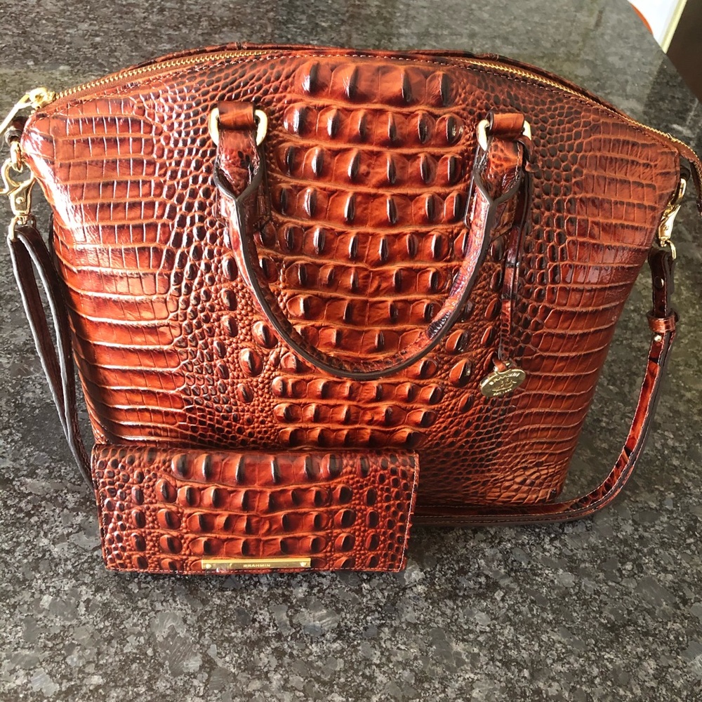 Large Duxbury Melbourne Embossed Leather Satchel